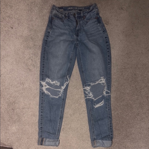 American Eagle Outfitters Ripped Blue Ankle Jeans - Picture 1 of 1